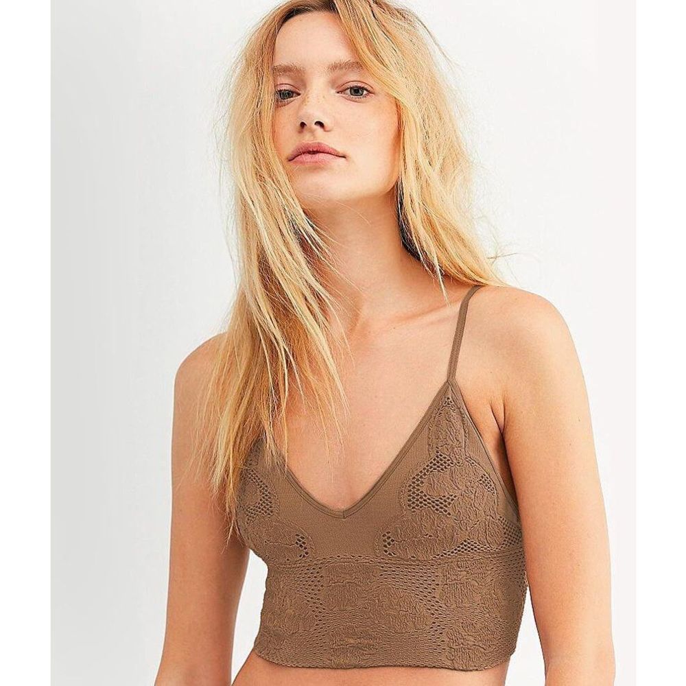 NWT FP Free People Candy Seamless Bralette XS Small XS/S laser cuts sand tan